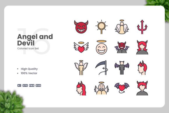 Angel and Devil Color Icons for Creative Projects
