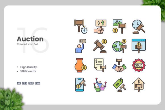 Auction Color Icons: A Versatile Design Solution for Modern Projects
