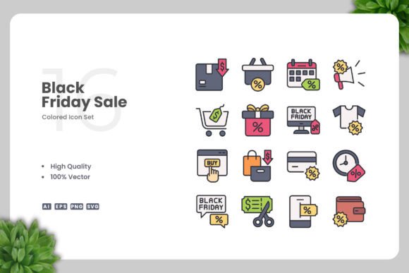 Black Friday Sale Color Icons for Streamlined Design Workflows