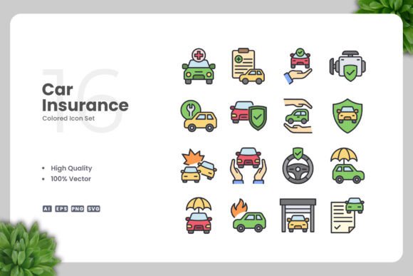Car Insurance Color Icons for Streamlined Design Workflows
