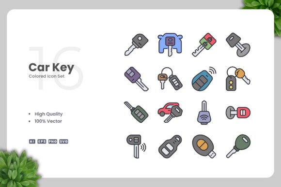 Car Key Color Icons: A Versatile Design Resource for Modern Projects