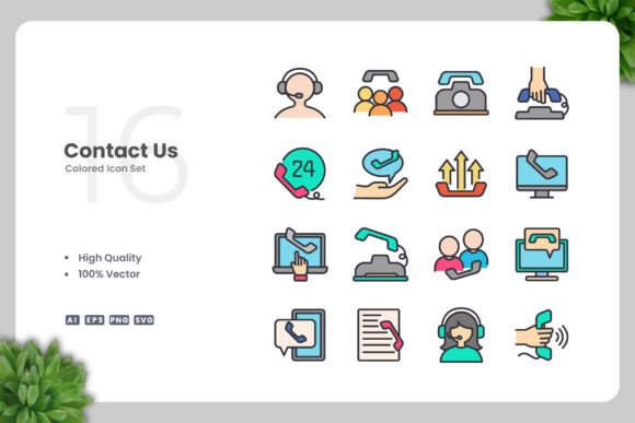 Contact Us Color Icons: Simple & Clean Design