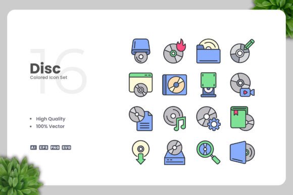 Disc Colored Icons for Versatile Design Projects