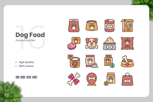 Dog Food Colored Icons: A Versatile Design Resource