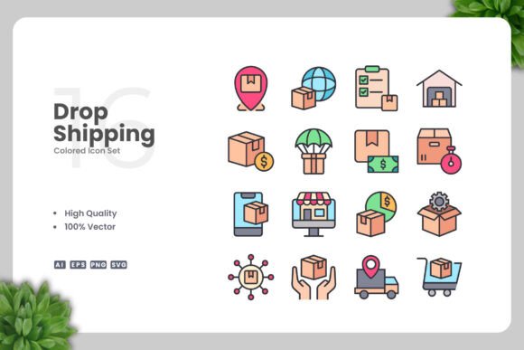 Drop Shipping Colored Icons for Creative Projects