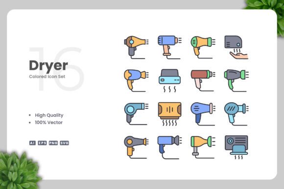 Dryer Colored Icons for Clean Design