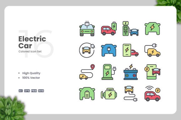 Electric Car Color Icons: A Modern Design Solution for Diverse Applications