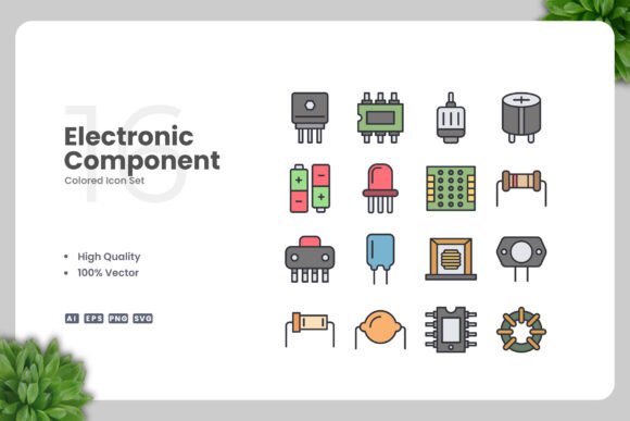 Electronic Component Color Icons for Modern Design Projects