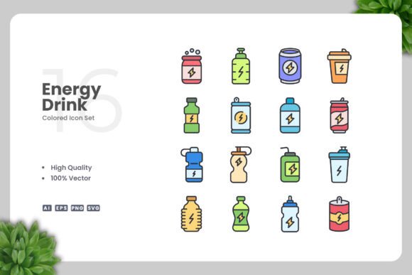 Energy Drink Color Icons: A Versatile Design Solution for Modern Creatives