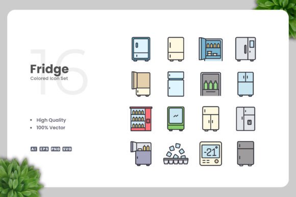 Fridge Colored Icons: Simple and Stylish