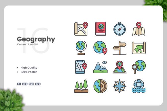Geography Colored Icons for Streamlined Design Workflows