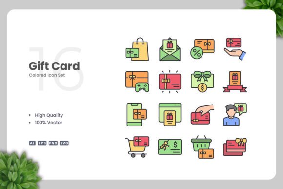 Gift Card Colored Icons for Professional and Creative Workflows