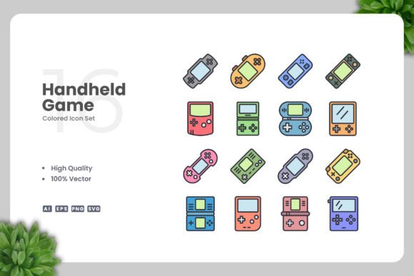 Handheld Game Colored Icons for Modern Design Needs