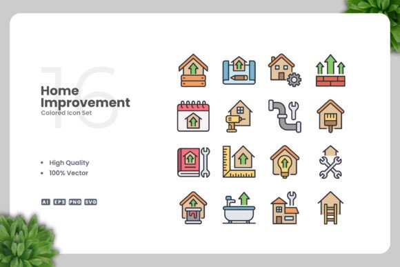 Home Improvement Colored Icons: A Modern Design Essential