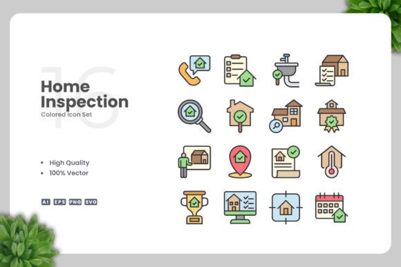 Home Inspection Colored Icons: A Versatile Design Solution for Multiple Platforms