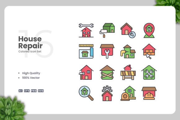 House Repair Colored Icons