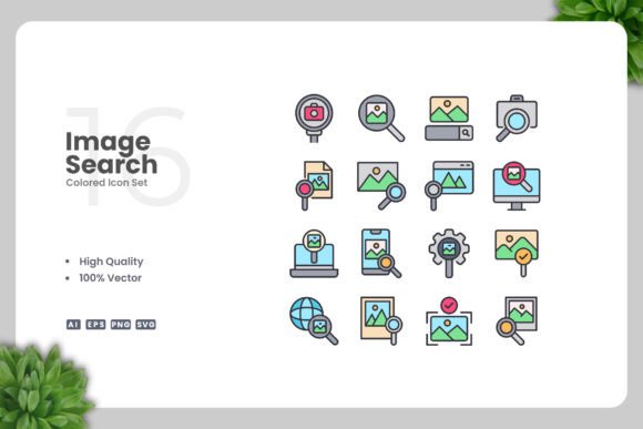 Image Search Colored Icons for Modern Design Projects