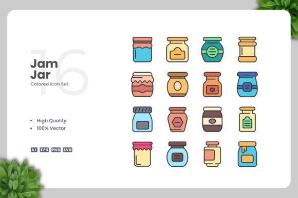 Jam Jar Colored Icons