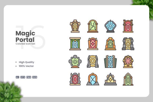 Magic Portal Colored Icons: A Versatile Design Resource for Digital and Print Projects