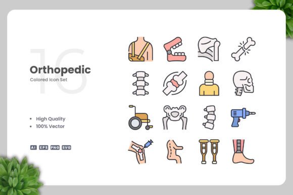 Orthopedic Colored Icons for Professional and Creative Workflows