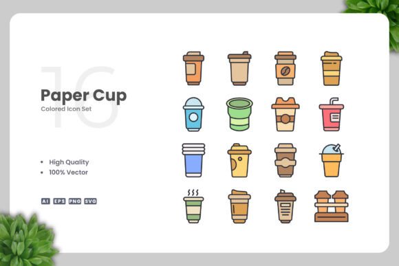 Paper Cup Colored Icons
