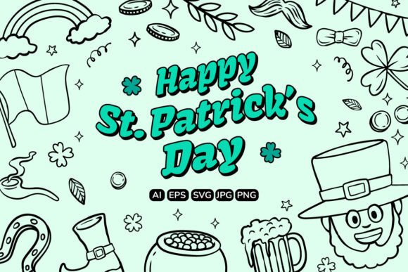 St. Patrick Day Outline Illustration Set: A Vibrant Addition to Your Design Projects