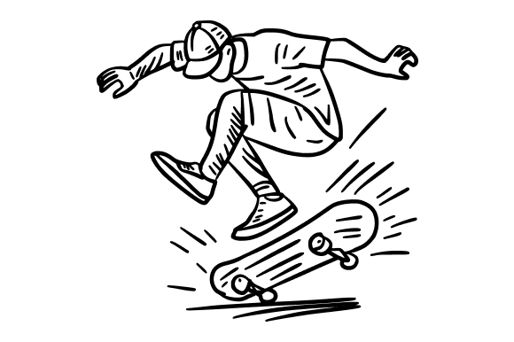 Street Skater Showing Skills Doodle
