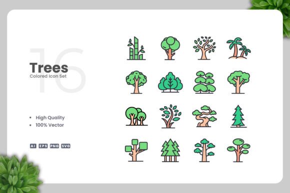 Trees Color Icons: A Versatile Design Resource for Every Project