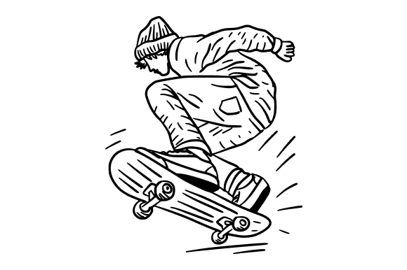 Young Man Performing Skateboard Tricks: A Versatile Artistic Asset